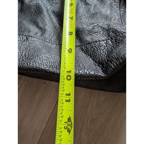 Steve Madden Black Textured Leather Satchel With Gold Hardware & Chevron Lining - Picture 11 of 11